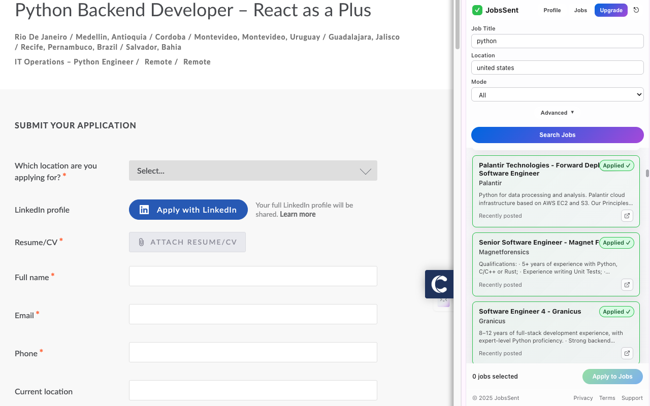 JobsSent Demo